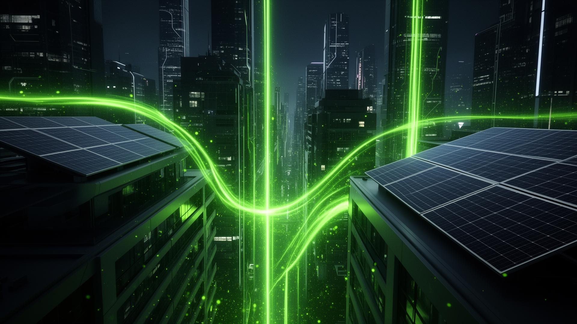 Cidade futurista alimentada por energia limpa